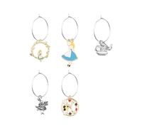 BEKECH Cartoon Wine Glass Charms Alarm Clock Teapot Rabbit Charm Gift Faily Cartoon Tales Tea Party Rabbit Wine Charms, OneSize, Alloy, No Gemstone