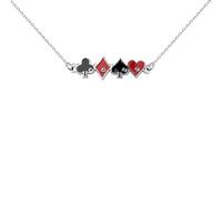 BEKECH Casino Gambling Theme Necklace Playing Card Game Poker Night Jewelry Poker Players Gambling Gift, One Size, Metal, No Gemstone