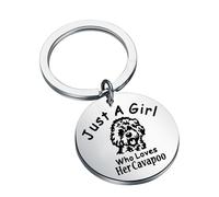 BEKECH Cavapoo Dog Owner Gift Just A Girl Who Loves Her Cavapoo Keychain Cavapoo Dog Gifts for Dog Lovers, Silver