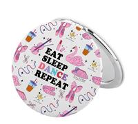 BEKECH Dancer Compact Mirror Ballet Dance Recital Gift Eat Sleep Dance Repeat Dancer Girls Makeup Mirror Gifts for Dancing Lover