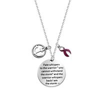 BEKECH Fate Whispers Quote Necklace Warrior Necklace Fate Whispers to The Warrior You Cannot Withstand Storm I Am The Storm, OneSize, Stainless Steel, No Gemstone