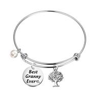 BEKECH Granny Bracelet Birthday Gift Wire Bangle Best Granny Ever Gift for Grandma Nana, OneSize, Stainless Steel, no gemstone