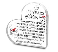 BEKECH Happy 25th Anniversary Acrylic Desk Decor Gift For Husband Wife Cardinal Romantic Keepsake Wedding Anniversary Present