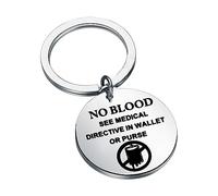 BEKECH Keychain JW Gifts Jehovah Witnesses Keyring Medical Directive Gift, Silver, 1.18inches