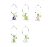 BEKECH Lily of the Valley Wine Glass Charms Floral Themed Bridal Showers Spring Gift May Birth Flower Charms for Mom, OneSize, Alloy, No Gemstone