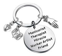 BEKECH Manicurist Gift Nail Tech Gift Manicurist Therapist Miracle Worker Artist Friend Keychain, Silver 02, S