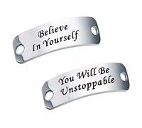 BEKECH Runner Shoe Lace Tag Believe in Yourself You Will Be Unstoppable Trainer Tags for Runner Marathon Gift Fitness Gift, OneSize, Stainless Steel, /na