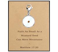 BEKECH Seed of Faith Mustard Seed Charm Zipper Pull Clip On Gift for Religious Men Women Christian Sunday School Teacher, Faith as Small as a Mustard Seed Brown Card, S