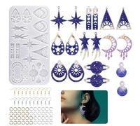 Bekecidi 101 PCS Epoxy Resin Moulds Silicone Earring Making Kit, Star Moon Shape Silicone Moulds for Resin Casting Resin Jewellery Mould Pendant Mold for Earrings Necklace DIY Crafts
