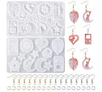 Bekecidi 102 PCS Epoxy Resin Moulds Jewellery Making Kit, Star Heart Shape Silicone Moulds for Resin Casting Earring Mould with Earring Hooks Silicone Pendant Mold for Keyring DIY Crafts