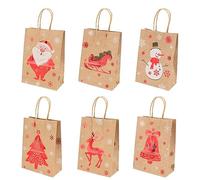 Bekecidi 12 Pack Christmas Paper Bag Christmas Wrapping Bags Xmas Paper Gift Bags with Handles Kraft Gift Bag for Kids Xmas Birthdays Party Favours Presents,21x15x8cm (brown)