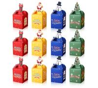 Bekecidi 12 Pcs Christmas Sweet Boxes Empty, Xmas Party Paper Gift Box - 4 Styles Santa Claus Xmas Tree Stockings Snowman, Christmas Party Favour Candy Boxes Cases