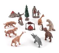 Bekecidi 12 Pieces Primitive Human Models and Realistic Wild Animals Figure, Caveman Figures Emulation Primitive Model for Kids and Adults Science Educational Play