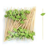 Bekecidi 120 Pcs Leaves Food Picks, 12cm Cocktail Picks for Drinks Bamboo Appetizer Skewers Food Decorative Fork Party Decorations for Cake Desser Sandwiches Barbecue Martini