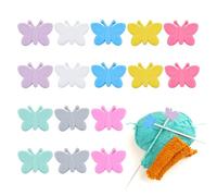 Bekecidi 16 PCS Silicone Knitting Needle Stoppers, Butterfly Knitting Needle Point Protectors Colorful Needle End Cover Stitch Tip Caps Knitting Accessories for Sewing Quilting Crocheting Supplies