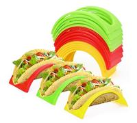 Bekecidi 18 Pcs Taco Stand Holder, Food Grade Wave Shape Taco Shells, 3 Colors Mexican Burrito Hard Rack Holders, Tacos Stands for Sandwiches, Waffles, Hot Dogs, Dishwasher & Microwave Safe