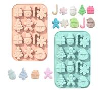 Bekecidi 2 PCS Christmas Silicone Moulds, Chocolate Moulds Christmas Tree Gingerbread Man Santa Claus Shape Candy Jelly Soap Muffin Cake Fondant Molds Silicone Baking Moulds for Xmas Cake Decorations