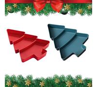Bekecidi 2 PCS Christmas Snack Tray, Christmas Tree Fruit Serving Platters Reusable Plastic Dish Plate Sectional Serving Trays for Candy Food Appetizers Snacks Xmas Holiday Party Supplies (Red, Green)