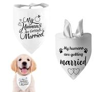 Bekecidi 2 PCS Dog Bandana, White Triangle Scarf Bandanas, Engagement Announcement Bandana for Dogs, Pet Scarf with My Humans are Getting Married, Wedding Engagement Gifts Pet Costume Accessories