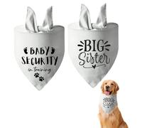 Bekecidi 2 PCS Dog Bandana, White Triangle Scarf Bandanas Pregnancy Announcement Bandana for Dogs Large Pet Scarf with Baby Security Big Sister Printed Pet Costume Accessories for Dogs Gifts