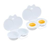 Bekecidi 2 Pcs Microwave Egg Poachers, Non-Stick Poached Egg Maker Microwave Egg Cooker, Reusable Food Grade PP Double Cups Egg Boiler, Kitchen Gadgets Breakfast Cookware