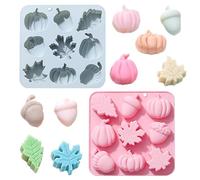 Bekecidi 2 PCS Pumpkin Silicone Moulds, Autumn Chocolate Moulds Maple Leaf Pine Cone Shape Candy Jelly Soap Cake Fondant Mold Silicone Baking Moulds for Thanksgiving Autumn Harvest Cake Decorations