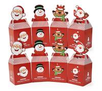 Bekecidi 20 Pcs Christmas Sweet Boxes Empty, Red Paper Xmas Gift Box, Santa Claus Snowman Reindeer Xmas Party Favour Treat Boxes, Christmas Candy Box Party Supplies
