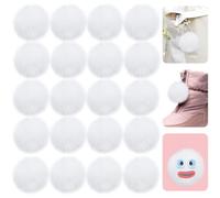 Bekecidi 20 PCS Faux Fur Pom Pom Balls, Fluffy Pom Poms with Elastic Loop Soft Plush Faux Rabbit Fur Pompoms for Hats Scarves Gloves Knitting Keychains Bags DIY Craft (White, 5cm)