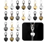 Bekecidi 20 Pcs Zipper Pull Replacement, Detachable Zip Pulls Metal Zip Repair Pull Tab Zipper Pull Replacement Slider Kit for Coat, Jacket, Backpack, Handbags (Heart)