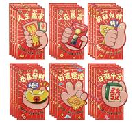 Bekecidi 24 PCS Chinese Red Envelopes, 6 Styles Cartoon Red Envelope 2026 Year Lucky Packet Hong Bao Lucky Money Envelopes for Party Wedding Chinese Lunar Year, 8.8x16.8cm
