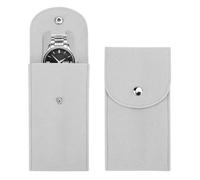 Bekecidi 2PCS Watch Pouch, Portable Flannelette Watch Storage Bag Single Watch Travel Case Travel Watch Pouch with Snap Button for Men and Women (Gray)