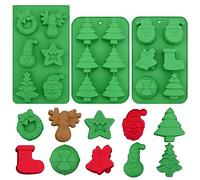 Bekecidi 3 PCS Christmas Silicone Moulds, Christmas Tree Santa Claus Snowman Reindeer Shape Chocolate Moulds DIY Soap Candy Jelly Cake Molds Silicone Baking Mould for Party Xmas Decoration