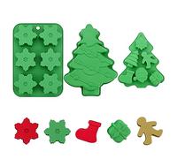 Bekecidi 3 PCS Christmas Silicone Moulds, Christmas Tree Snowflake Santa Claus Gingerbread Man Shape Chocolate Moulds DIY Soap Candy Jelly Cake Molds Silicone Baking Mould for Party Xmas Decoration