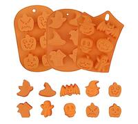 Bekecidi 3 PCS Halloween Silicone Moulds, Pumpkin Skull Ghost Shape Chocolate Moulds DIY Soap Candy Jelly Cupcakes Cake Baking Molds for Kitchen DIY Baking Tools Halloween Party Decoration (B)