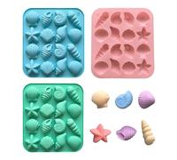 Bekecidi 3 PCS Shell Silicone Moulds, Marine Theme Chocolate Moulds Seashell Starfish Conch Shape Candy Jelly Soap Cake Fondant Mold Ice Cube Tray Silicone Baking Mould for Party Cake Decorations