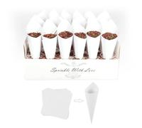 Bekecidi 30 Pieces biodegradable confetti Cones and Stand Tray Paper Cone Box 30 Holes Suitable Placing Dried Flower Petals Confetti for Wedding, Engagement, Party, Birthday (White)