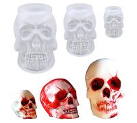 Bekecidi 3Pcs Skull Silicone Molds 3D Skull Candle Molds Silicone Molds for Resin Casting Halloween Skeleton Epoxy Resin Mold for Candle Making Soap Crafts