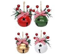 Bekecidi 4 Christmas bell ornaments, feel the festive atmosphere - carefully crafted red, green, gold, white metal bells, bring you charming Christmas celebrations