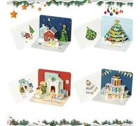 Bekecidi 4 Pack 3D Christmas Cards Friend Christmas Card Christmas Cards 2025 with Envelopes Christmas Cards for Family Members for kids, friends, family and loved ones