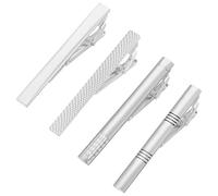 Bekecidi 4 PCS Tie Clips for Men, Sliver Tie Clip Long Styles Tie Bar Clip Necktie Tie Bar Pinch Clips Tie Pins for Men Business Wedding Anniversary Suit Accessories