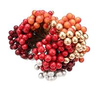 Bekecidi 400 Pieces Artificial Holly Berries Christmas Holly Berries Mini Christmas Fruit Berry for Xmas Tree Wreath Garlands Decorations (5 Colors)
