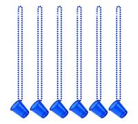 Bekecidi 6 Pcs Shot Glasses with Necklaces, Hen Party Mini Plastic Cups with Necklace on Beaded Reusable Cute Cups for Bachelorette Decorations Theme Party Supplies (Blue)