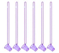 Bekecidi 6 Pcs Shot Glasses with Necklaces, Hen Party Mini Plastic Cups with Necklace on Beaded Reusable Cute Cups for Bachelorette Decorations Theme Party Supplies (Purple)