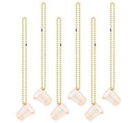 Bekecidi 6 Pcs Shot Glasses with Necklaces, Hen Party Mini Plastic Cups with Necklace on Beaded Reusable Cute Cups for Bachelorette Decorations Theme Party Supplies (Gold)