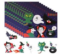 Bekecidi 60 Pcs Halloween Lollipop Cards, Cat Witch Candy Holder Cute Lollipop Package Paper Card Halloween Party Ornaments Home Decorations