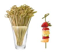 Bekecidi Bamboo Cocktail Sticks, 100 PCS Bamboo Knot Skewers Mini Food Picks Fruit Sticks Toothpicks Cocktail Sticks for Drinks, Canapes, Appetizers Party Supplies 12cm (Green)