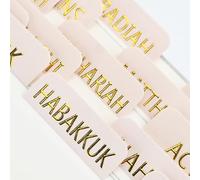 Bekecidi Bible Tabs, 5 Pack Cream Embossed Gold Foil Index Tabs for Bible, Laminated Large Print Bible Book Tabs for Easy Navigation, Bible Study Supplies and Journaling Accessories for Women and Men