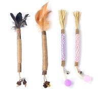 Bekecidi Cat Silvervine Chew Sticks with Small Ball, 4 Pcs Natural Catnip Toys Kitten Teething Toys, Pet Teeth Cleaning Funny Stress Release Dental Catnip Sticks for Indoor Cat