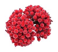 Bekecidi Christmas Foam Frost Fruit Berry Flower, 1.5cm in Diameter Artificial Frosted Berries Garland Material Accessories, Xmas Tree Ornament Home Christmas Party Festival Decor Supplies (Red)