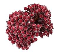 Bekecidi Christmas Foam Frost Fruit Berry Flower, 1.5cm in Diameter Artificial Frosted Berries Garland Material Accessories, Xmas Tree Ornament Home Christmas Party Festival Decor Supplies (Dark red)